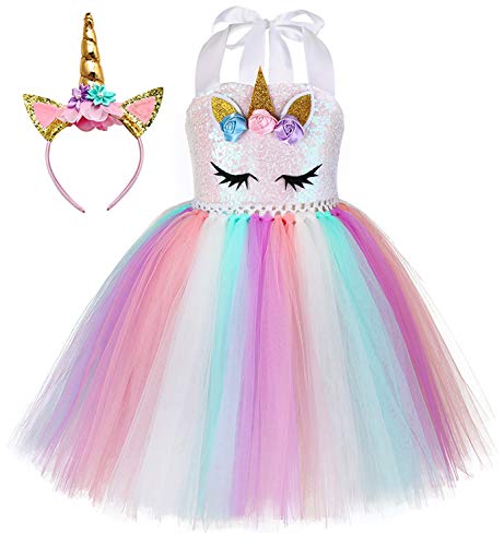 Vestido de unicornio con tutú en colores