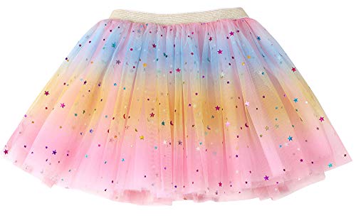 Simplicity Falda de tutú arcoíris de 4 capas de tul para niña