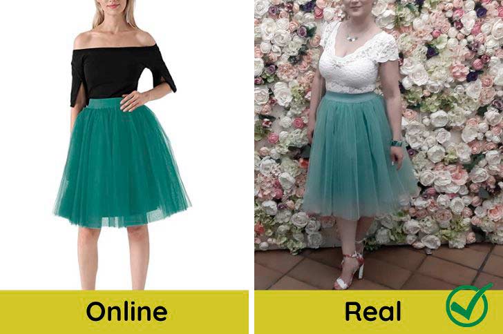 online vs real falda de tul midi mujer 2024