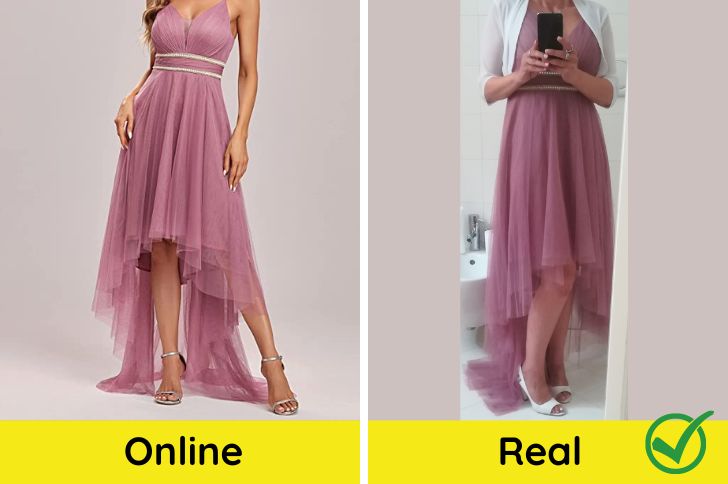 online vs real vestido de tul largo con cola para mujer 2024